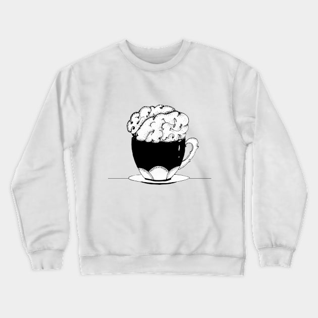 Cup Of Brain Black and white line art illustration by shoosh Crewneck Sweatshirt by Shoosh